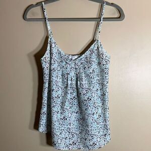 Talula Aritzia Blue & Black Floral Print Tank Top